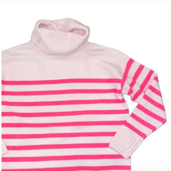 NWT LOFT Pink & Fuchsia Stripe Cowl Neck Tunic Sweater - Picture 2 of 7